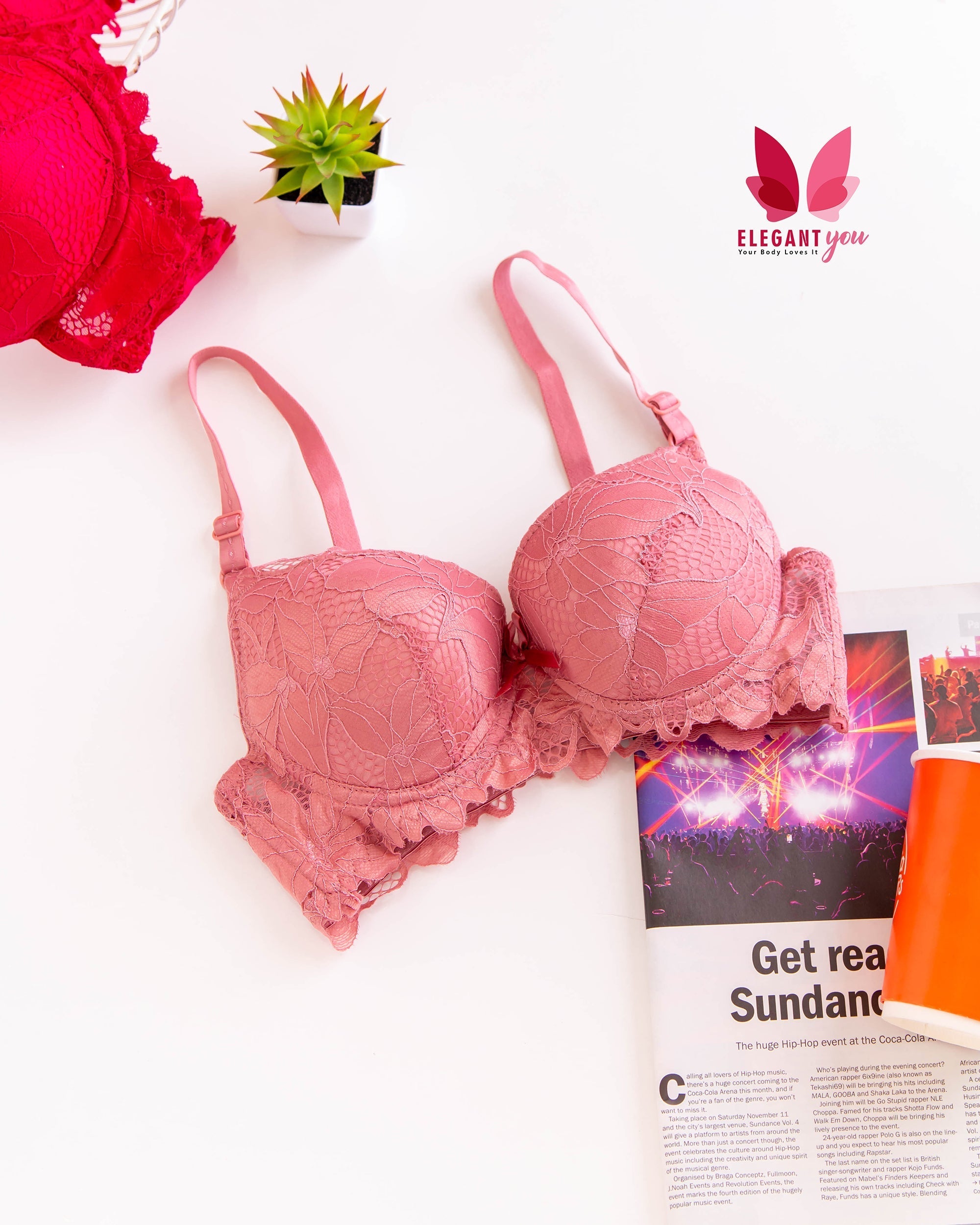 (32-38)a  Beautiful Double Padded Push-up Lace Bra (139)*