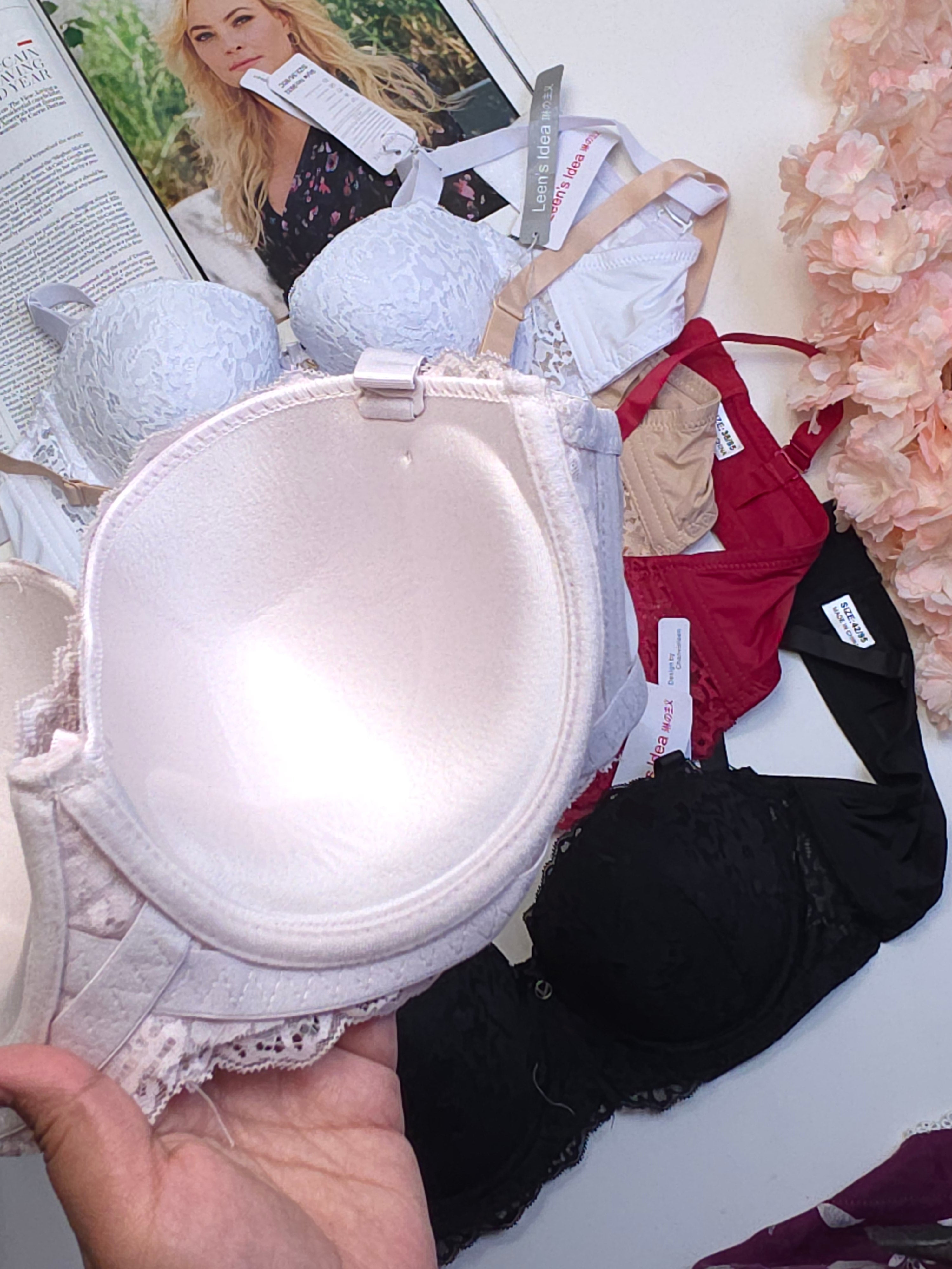 (36-42)C Cup Size Half Cup Shape Padded Push up Wired Flower Pattern Bra (159)*