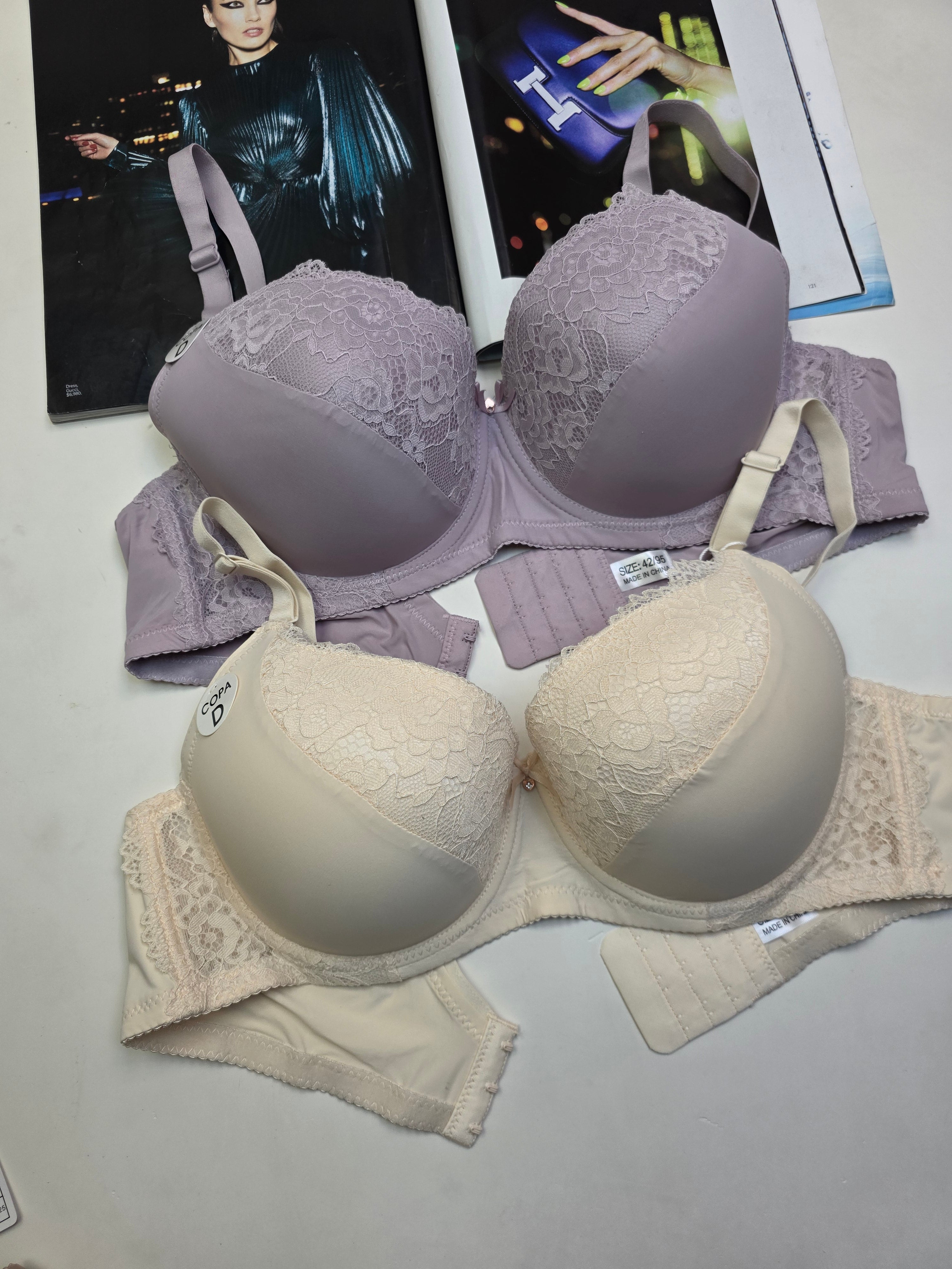 (40-44)D Lacy Light Padded Under Wire Half cup lace bra (141)*