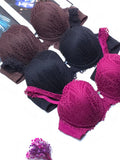 (36-42)D Cup Size Light Padded Wired Flower Pattern Bra (165)*