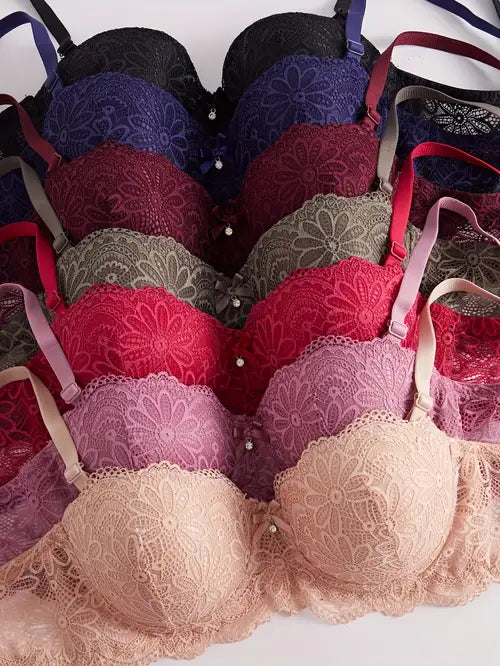 (36-42)B Elegant Padded Push-up Lace Bridal Bra( 164)*